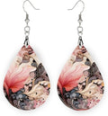 Teardrop Wood Earrings Light Weight Printed Image Dangle Jewelry, Fun and Funky Earrings