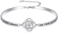 Valentines Day Gifts for Her, 18k White Gold Plated Love Knot Bracelets, Engraved Inspirational and Sentiment Bangle, Anniversary Birthday Jewelry Gift for Lover Wife Girlfriend Sister Friends