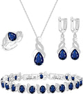 LMXXVJ Jewelry Set for Women,Teardrop Cubic Zirconia Necklace Earrings Adjustable Ring Bracelet Jewelry Set Formal Jewelry Gift