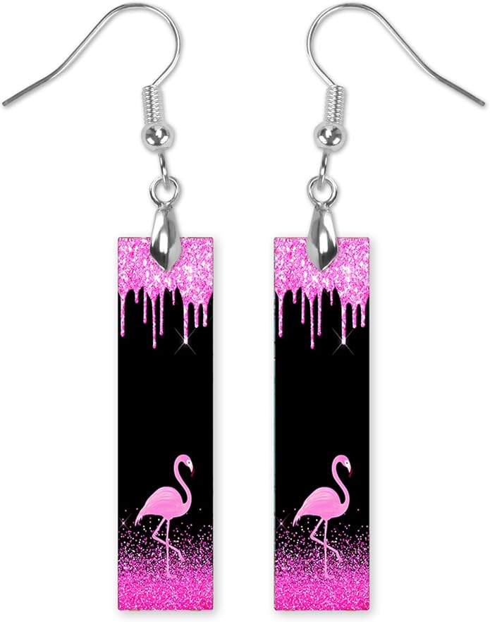 Earrings Handmade Bar Wood Earrings Light Weight Printed Image Dangle Earring Jewelry