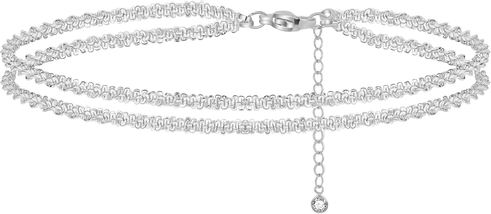 MIDEEO Gold/Silver Ankle Bracelets for Women,14K Gold Anklets for Women Waterproof Cuban Link Heart Beads Herringbone Rhinestone Anklets Set Layered Anklet Bracelets for Women Gold Jewelry Gift