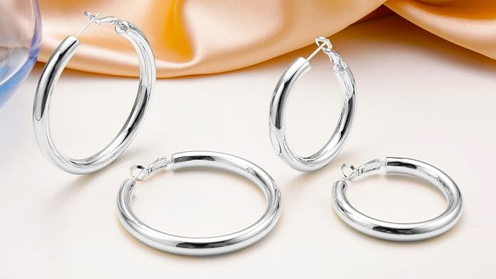 sovesi Chunky Gold Hoop Earrings for Women with 925 Sterling Silver Post, 14K Gold Plated Small Thick Gold Hoops Earrings for Women