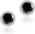 YOMELA Cubic Zirconia Earrings Studs, Halo CZ Birthstone Simulated Diamond Stud Earrings for Women