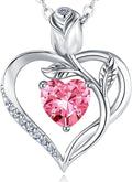 1.2CT Rose Heart Necklace Option of Moissanite or Lab-Grown Sapphire Ruby Emerald&More Necklace for Women Birthstone Girlfriend Necklace S925 Sterling Silver 18K White/Rose Gold Plated D Color VVS1 Gift for Wife Mother Daughter for Birthday Anniversary...