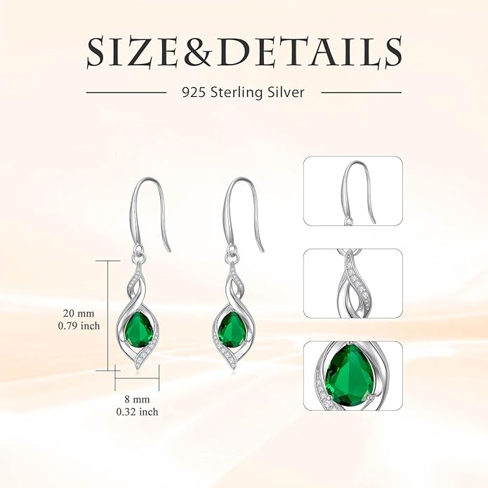 Birthstone Earrings for Women 925 Sterling Silver Infinity Love Jewelry Valentines Day Birthday Gifts for Her Mom Wife Girlfriend
