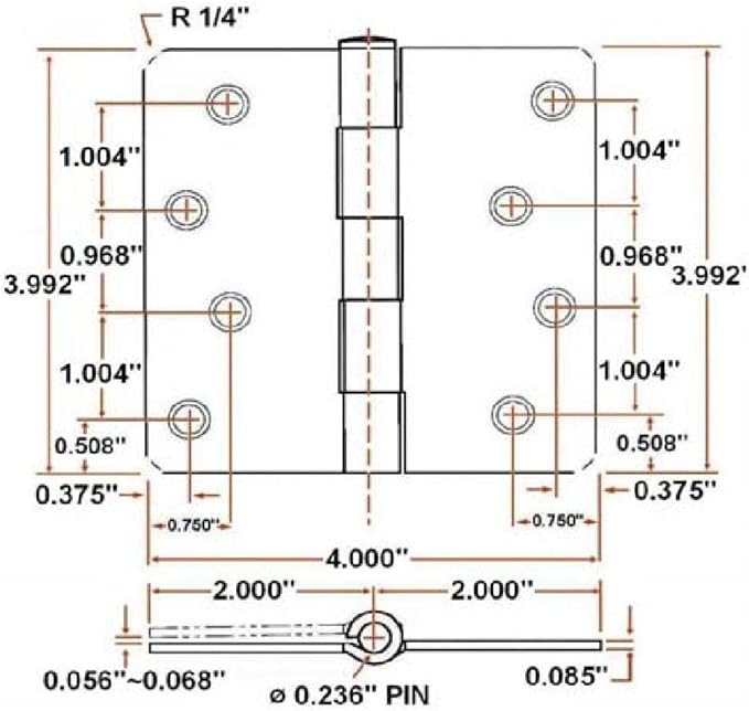 Design House Interior Door Hinge, Satin Nickel | 5/8" Radius, Traditional - Image 3
