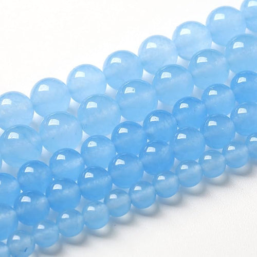120pcs 6mm Blue Natural Chalcedony Aquamarines Stone Beads for Jewelry Making Round Jades Beads DIY Bracelet Accessories 32" 2 Strands