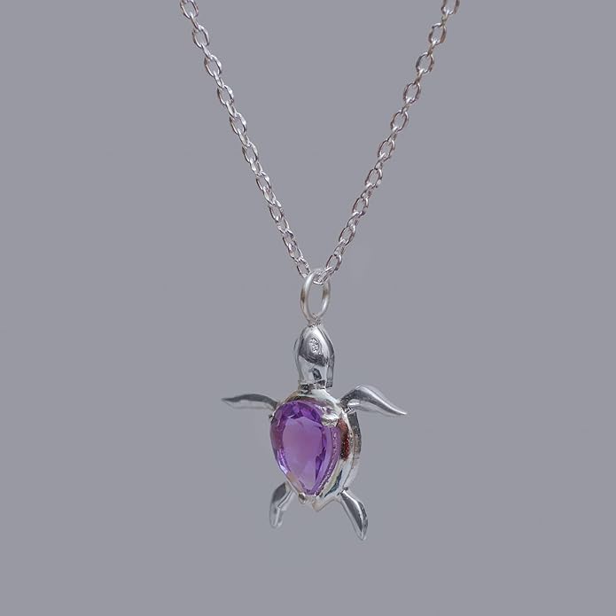 925 Sterling Silver Animal Pendant Necklace Collection for Women | Handmade Natural Gemstone Jewelry | Cat, Bee, Turtle & Bug Designs | Hypoallergenic Silver Necklace Gift for Her