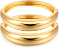 2Pcs Bangle Bracelets for Women Gold Arm Cuff 14k Gold Plated Chunky Gold Bangle Set Hinged Cuff Bracelets Trendy Arm Cuff Jewelry for Women