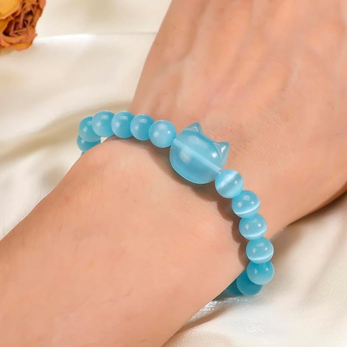 Money Attraction Cat Bracelet - Black Obsidian Women Bracelets -Wealth Prosperity Abundance Stone Bead Bracelet, Entrepreneur Business Luck Beaded Bracelets,Spiritual Mood Energy Cute Protection Stretch Bracelet,Health Good Luck Feng Shui Bracelets For...