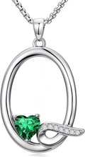 Valentines Day Gifts for Women Alphabet A to Z Initial Birthstone Pendant Necklaces for Women - 18k White Gold Plated Personalized Name Jewelry Valentine Mothers Day Birthday Gifts for Women Her Girlfriend