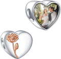 Annmors Personalized Photo Charms For Bracelets/Necklace 925 Sterling Silver Love Heart Shaped Engraved Customize Picture Gift for Birthday Mother's Day,Bead Charms Jewelry for Women