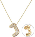 RWQIAN Letter Necklace for Women Bubble, Chunky Initial Alphabet A-Z Pendant Puffy Name Personalized Necklace Dainty Zircon CZ Fashion Jewelry Gifts for Girls Girlfriend