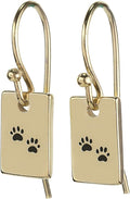 Custom Gold Rectangle Earrings with Paw Engraving - Personalized Animal Inspired Paw Print Jewelry