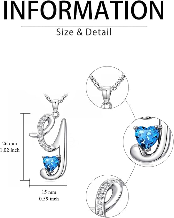 Valentines Day Gifts for Women Alphabet A to Z Initial Birthstone Pendant Necklaces for Women - 18k White Gold Plated Personalized Name Jewelry Valentine Mothers Day Birthday Gifts for Women Her Girlfriend