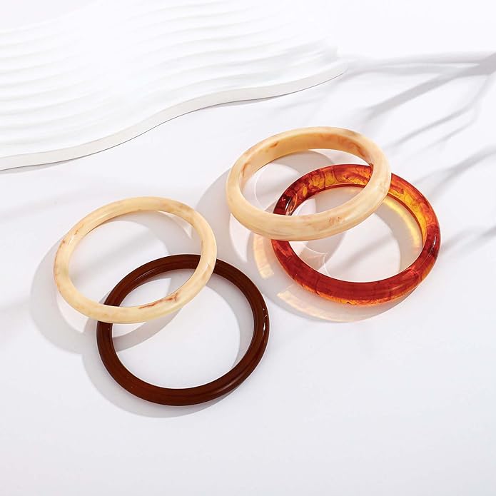 LILIE&WHITE Colorful Acrylic Bangle Bracelets For Women Resin Bangles Chic Vintage Gold Bracelet Chunky Bracelets Jewelry Gift