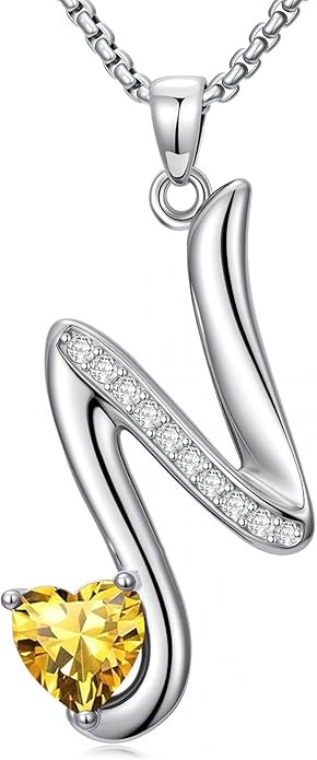 Valentines Day Gifts for Women Alphabet A to Z Initial Birthstone Pendant Necklaces for Women - 18k White Gold Plated Personalized Name Jewelry Valentine Mothers Day Birthday Gifts for Women Her Girlfriend