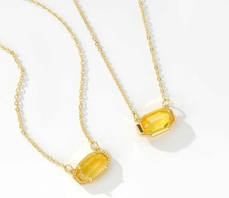 Birthstone Necklace for Women 14K Gold Plated Dainty Pendant Teen Trendy Stuff Jewelry Gift Chain 17+3 Inch