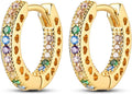 NARMO Earrings for Women 925 Sterling Silver Heart Hoops Small Colorful Rainbow Hoop Earrings Huggie Earrings