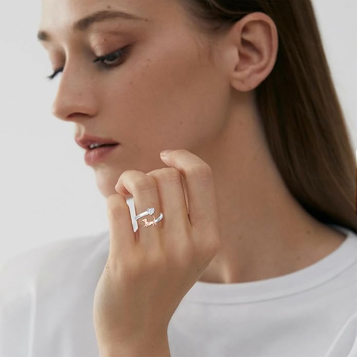 Highland Cow Ring 925 Sterling Silver Adjustable Ring Birthstone Ring Engraved Name Highland Cow Gifts Jewelry for Women