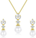 Wedding Jewelry for Bride Bridesmaid, Pearl Dangle Earrings and Pendant Necklace Set Bridal Jewelry for Promise Wedding Party