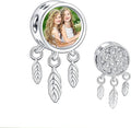 Annmors Personalized Photo Charm for Bracelet Necklaces,925 Sterling Silver Charm Love Heart Shaped Engraved Customize Picture Gift for Birthday Mother's Day Christmas,Bead Charms Jewelry for Women