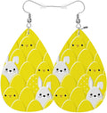 Rabbits Fashion Leather Teardrop Ear Rings Yellow Cute Easter Eggs And Bunny Chicks Leather Leaf Earrings Jewelry For Women Friends