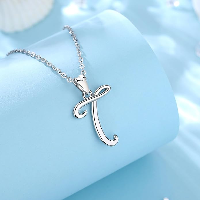 EUDORA Sterling Silver Initial Necklaces for Women, Classic 26 Letter Neckless Gifts for Girls, Sister, Mother Daughter, 18 inch Chain