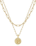 Yoosteel Valentines Gifts for Women Her - Gold Layered Initial Necklaces for Women 14K Gold Plated Dainty Layering Paperclip Link Chain Necklace Coin Initial Necklace Birthday Gifts for Teen Girls