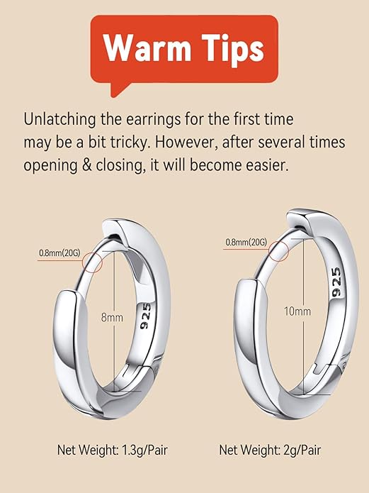 FaithHeart Sterling Silver Hoop Earrings for Women, Hypoallergenic Huggie Hoop Earrings Lightweight Small Cartilage Earrings Hoop Earring Dainty Everyday Earrings 6/8/10/12/14/15/16/18/20mm