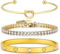 18 K Gold Plated Love Bangle Bracelet Stack Cuff Jewelry for Women Jewelry Set for Women Gift with Box