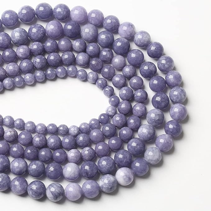 4mm 180pcs Natural Purple Angelite Stone Beads Lavender Gemstone Round Loose Beads for Jewelry Making DIY Bracelet Necklace Earrings 32" 2 Strands