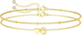 DEARMAY Dainty Initial Heart 14K Gold Plated Bracelets for Women Trendy, Letter Charm Bracelet Jewelry Cute Simple Fashion Chain Gift