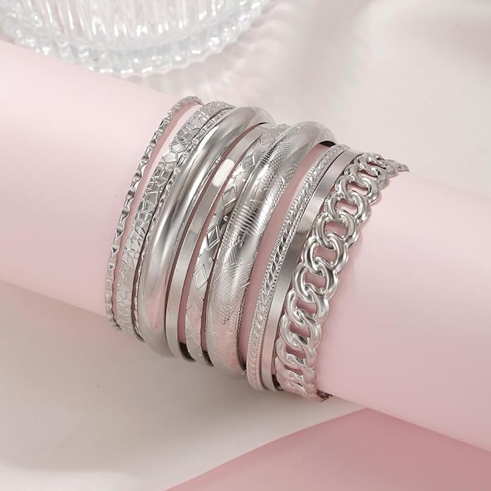 16Pcs Gold Bangle Bracelets for Women - Multi Layer Stackable Textured Bracelets Boho Jewelrys Set.