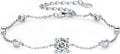 Bezel Station Link Bracelets for Women, 1.36cttw D Color Moissanite Bracelet 925 Sterling Silver for Wife or Mom, Adjustable Chain