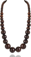 Coiris Layer Chunky Wood Beaded Necklace Exaggerated Statement Bead Collar Necklace Bib Necklaces