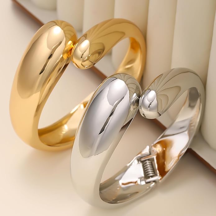 14K Gold Plated Chunky Cuff Bracelet for Women Non Tarnish Stainles Bracelet for women fashion jewelry