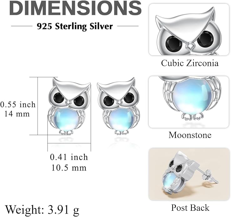 PELOVNY Animal Dangle Earrings Sterling Silver Hypoallergenic Moss Agate Crystal Moonstone Earrings Bee Butterfly Dolphin Peacock Phoenix Jewelry Birthday Christmas Gifts for Women