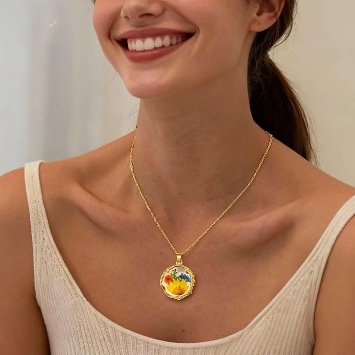 Birth Flower Necklace,1-12 Birth Month Flower Handmade Pendant Necklaces for Women Personalized Custom Floral Jewelry,Boho jewelry,Birthday Gift for Women Girls Best Friend