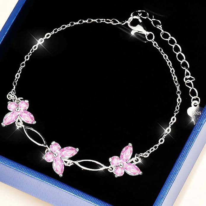 Sterling Silver Butterfly Ankle Bracelet, Endless Love Symbol Anklet, Classic Design Women's Jewelry, Christmas Holiday Birthday Gifts