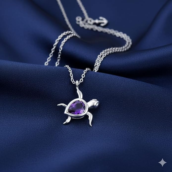 925 Sterling Silver Animal Pendant Necklace Collection for Women | Handmade Natural Gemstone Jewelry | Cat, Bee, Turtle & Bug Designs | Hypoallergenic Silver Necklace Gift for Her
