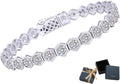 Birthstone Tennis Bracelets for Women Birthday Gifts 925 Sterling Silver Hexagon White Gold Bracelets Round Cut 5A Cubic Zirconia Prong Setting 7 Inch Anniversary Jewelry Gift