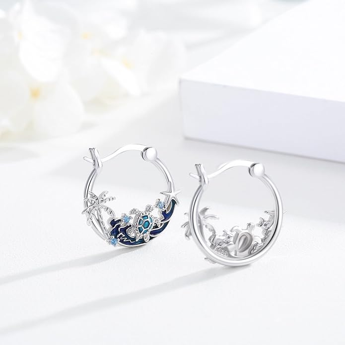 JUSTKIDSTOY Hypoallergenic Panda/Unicorn/Hummingbird/Dolphin Hoop Earrings for Women 925 Sterling Silver Animal Huggie Hoop Earrings Jewelry Gifts for Sensitive Ears