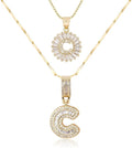 Letter Necklace 14k Gold Plated Bling Dainty Necklaces Trendy Chunky Custom Name Necklace Personalized Round Circle Pendant Zirconia Letters Name Crystal Jewelry Gifts for Women