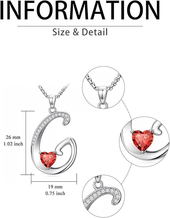 Valentines Day Gifts for Women Alphabet A to Z Initial Birthstone Pendant Necklaces for Women - 18k White Gold Plated Personalized Name Jewelry Valentine Mothers Day Birthday Gifts for Women Her Girlfriend