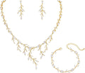 Bridal Wedding Jewelry CZ Set Marquise Teardrop Cubic Zirconia Pendant Necklace and Dangle Earring Bracelet Sets for Women