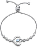 AGVANA Valentines Day Gifts Heart Birthstone Bracelets for Women Sterling Silver Genuine or Created Gemstone Tennis Bracelet Infinity Love Jewelry Anniversary Birthday Gifts for Wife Mom Women