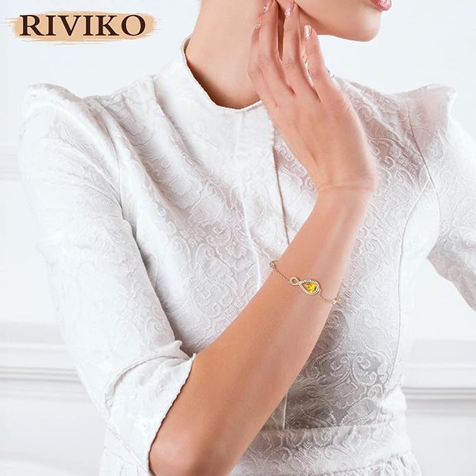 RIVIKO Infinity Love Heart Symbol Charm Bracelet for Women 925 Sterling Silver Adjustable Birthday Valentine’s Day Christmas Mothers Day Jewelry Gift for Mom Women Wife Her Friends