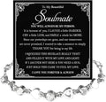 To My Soulmate Bracelet for Women, Heart Chain Bracelet with Shiny Stones, Perfect Birthday or Anniversary Christmas Gift for Soulmate with Message Card and Gift Box