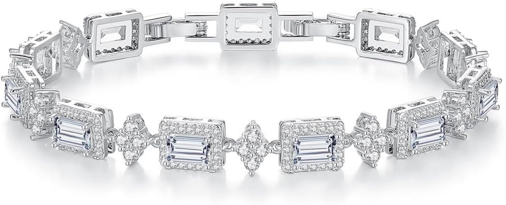 14K Gold Square Moissanite Bracelet, Refined Design for Formal Wear, Adjustable Fit